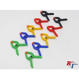 Mini clamps 10 pieces. Mixed colours.